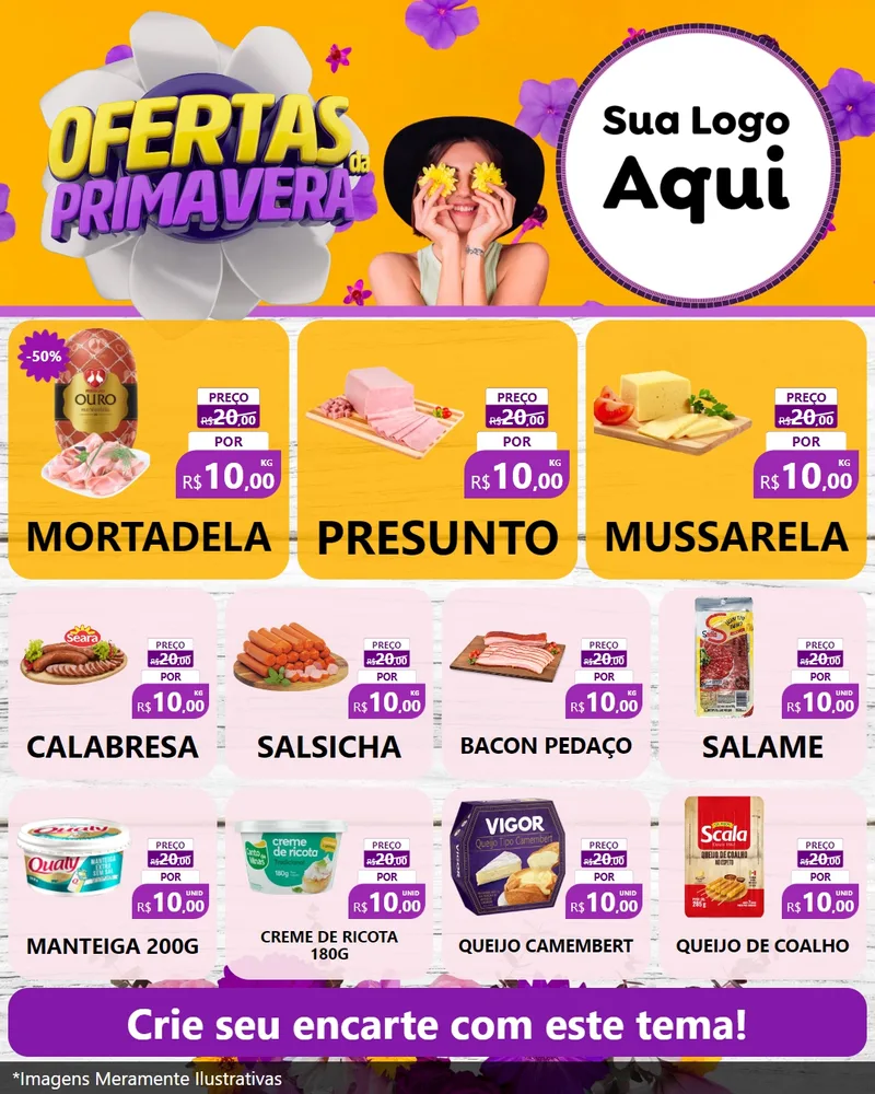 Modelo de Rede Social para Feed Instagram com o tema Ofertas Da Primavera para Frios e Laticínios