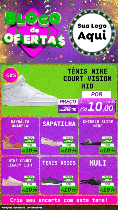 Modelo de Rede Social para Stories com o tema Bloco de Ofertas para Calçados