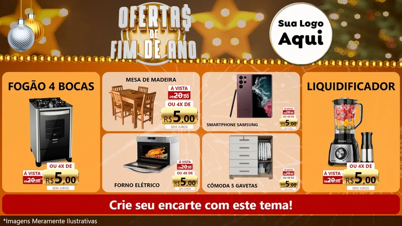 Modelo de TV para TV Horizontal com o tema Ofertas de Fim de Ano para Móveis e Eletro