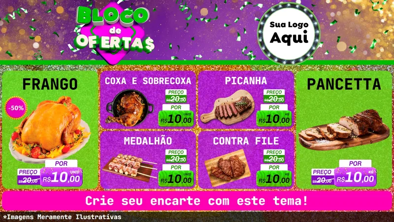 Modelo de TV para TV Horizontal com o tema Bloco de Ofertas para Assados