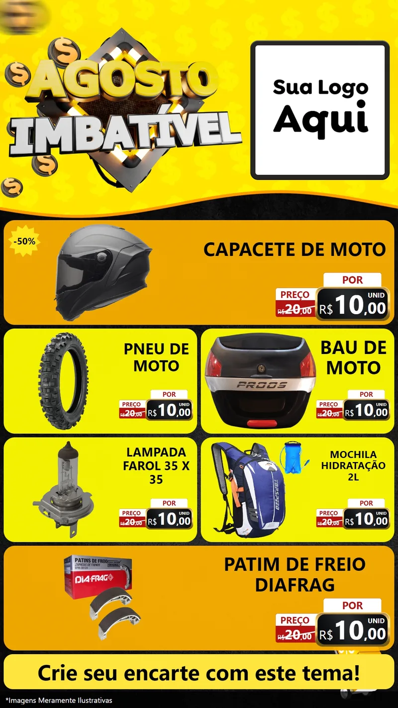 Modelo de TV para TV Vertical com o tema Agosto Imbatível para Moto peças