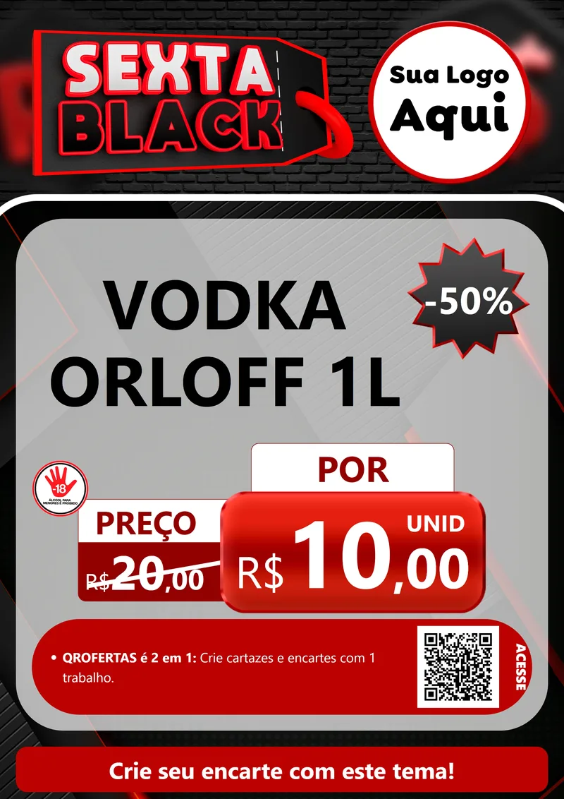 Modelo de Cartaz para Cartaz A4 Vertical com o tema Sexta Black para Distribuidora de bebidas