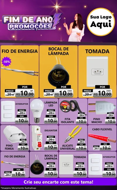 Modelo de Encarte para Encarte Grande com o tema Fim de Ano Promoções para Materiais Elétricos