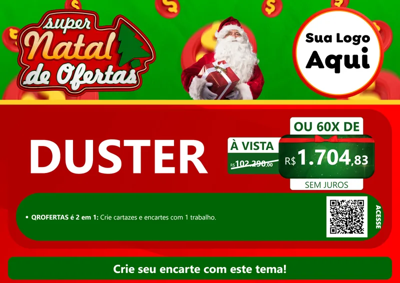 Modelo de Cartaz para Cartaz A4 Horizontal com o tema Super Natal de Ofertas para Concessionaria de Carros