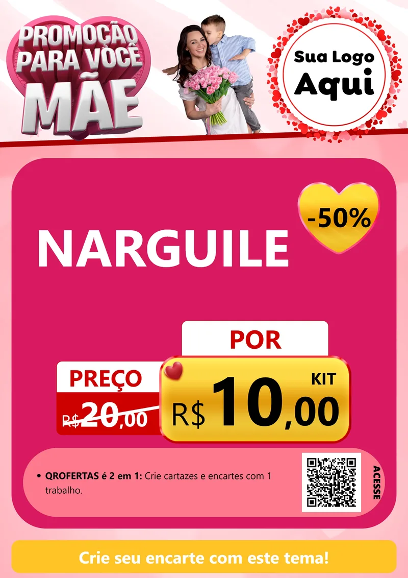 Modelo de Cartaz para Cartaz A4 Vertical com o tema Promoção Para Você Mãe para Tabacaria