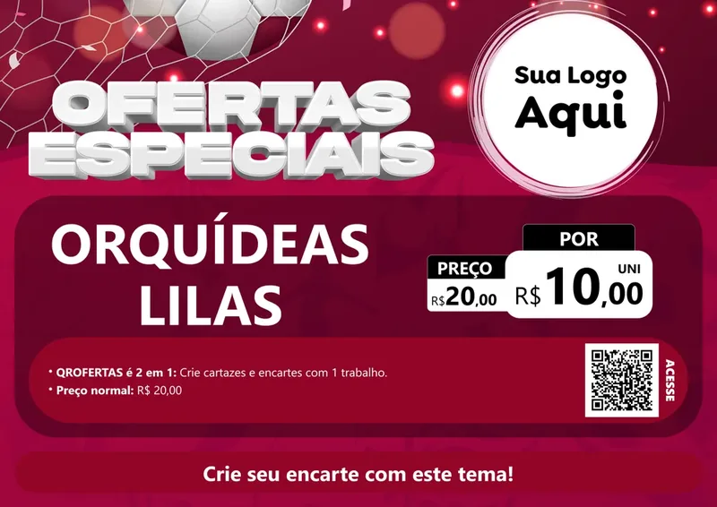 Modelo de Cartaz para Cartaz A4 Horizontal com o tema Ofertas Especiais - Futebol para Floricultura e jardim