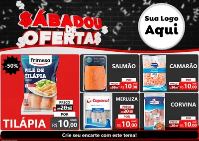 Modelo de Encarte para Encarte A4 Horizontal com o tema Sabadou de Ofertas para Peixaria