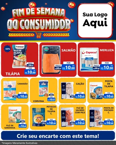 Modelo de Rede Social para Feed Instagram com o tema Fim de Semana do Consumidor para Peixaria