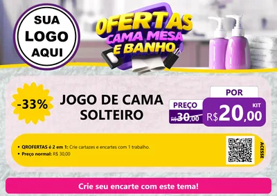 Modelo de Cartaz para Cartaz A4 Horizontal com o tema Ofertas Cama, Mesa e Banho para Cama, Mesa e Banho