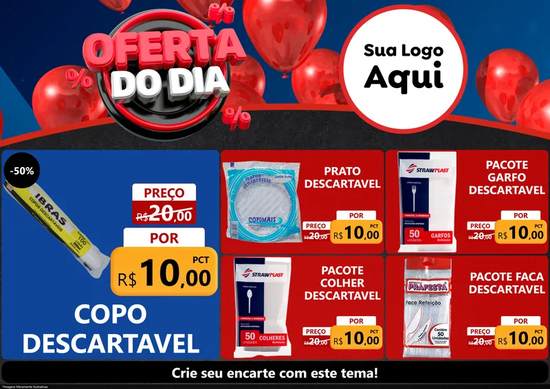 Modelo de Encarte para Encarte A4 Horizontal com o tema Oferta do Dia para Embalagens