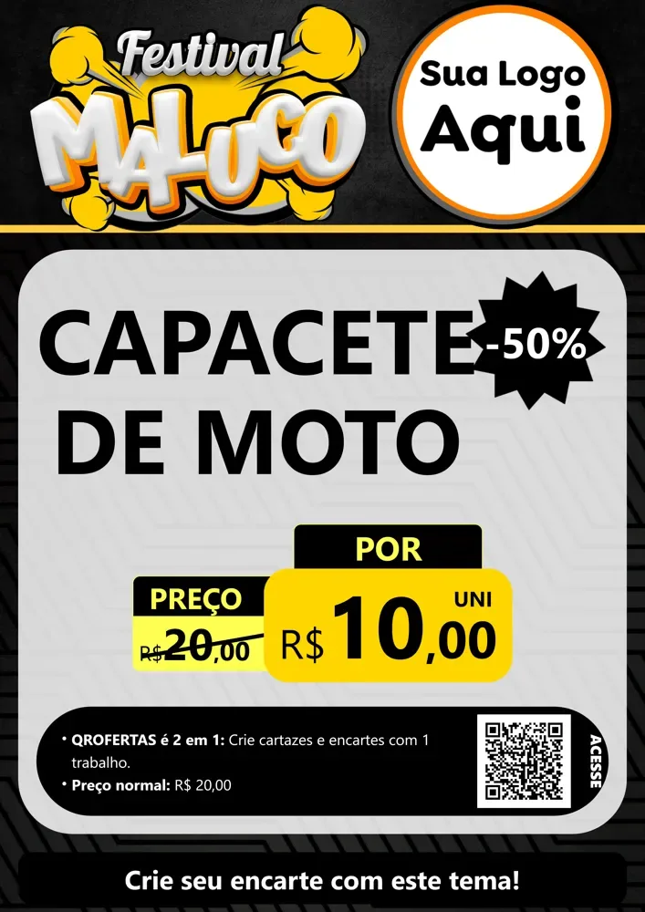 Modelo de Cartaz para Cartaz A4 Vertical com o tema Festival Maluco para Moto peças