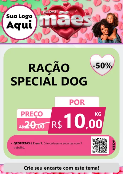 Modelo de Cartaz para Cartaz A4 Vertical com o tema Dia das Mães para Pet Shop