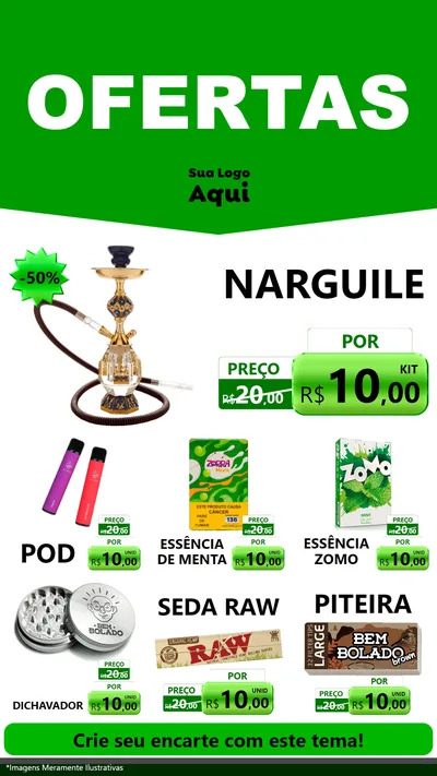Modelo de Rede Social para Stories com o tema Ofertas Verde Cartaz para Tabacaria