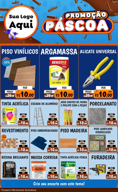Modelo de Encarte para Encarte Grande com o tema Promoção Páscoa para Material para Construção