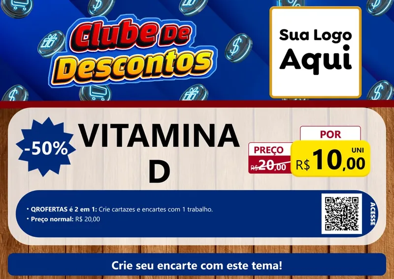 Modelo de Cartaz para Cartaz A4 Horizontal com o tema Clube de Descontos para Farmácia