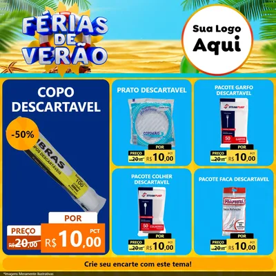 Modelo de Rede Social para Feed Facebook com o tema Férias de Verão para Embalagens