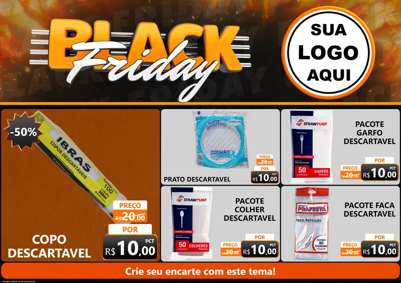Modelo de Encarte para Encarte A4 Horizontal com o tema Black Friday para Embalagens
