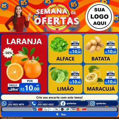 Modelo de Rede Social para Feed Facebook com o tema Semana de Ofertas para Hortifrúti