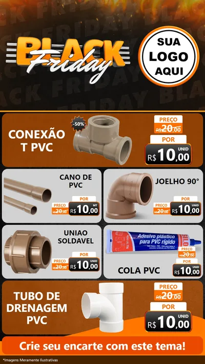 Modelo de TV para TV Vertical com o tema Black Friday para Tubos e conexões