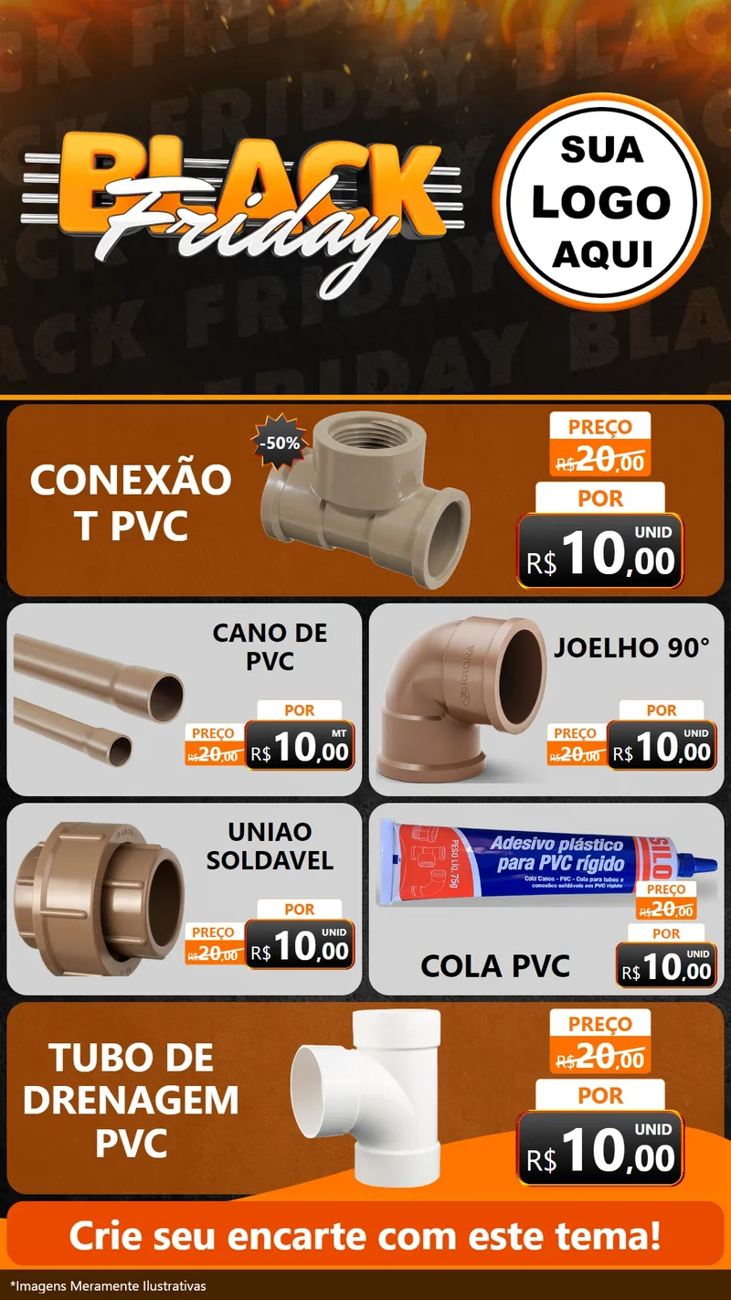 Modelo de TV para TV Vertical com o tema Black Friday para Tubos e conexões