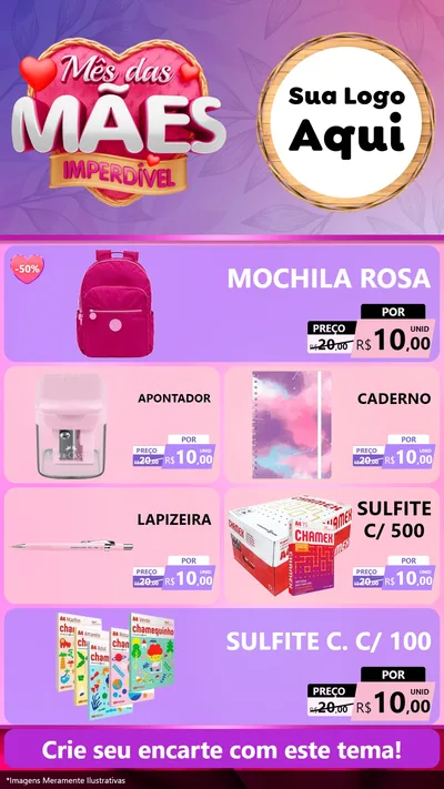 Modelo de TV para TV Vertical com o tema Mês das Mães Imperdível para Papelaria