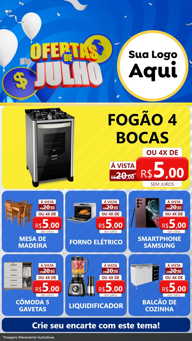 Modelo de Rede Social para Stories com o tema Ofertas de Julho para Móveis e Eletro