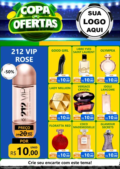 Modelo de Encarte para Encarte A4 Vertical com o tema Copa de Ofertas para Perfumes