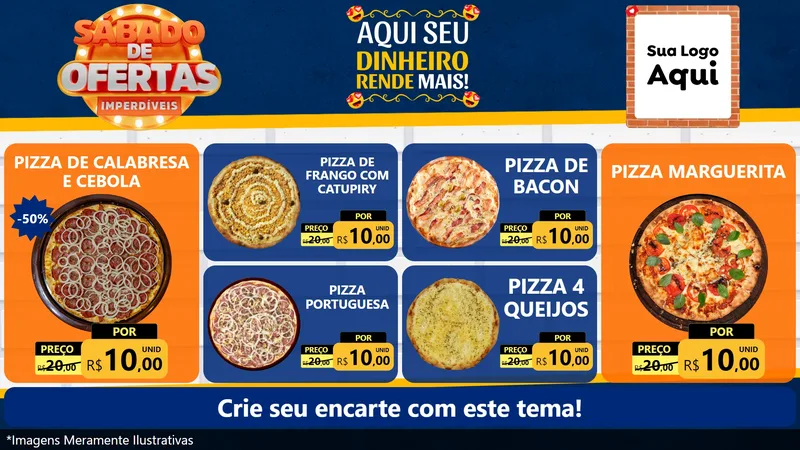 Modelo de TV para TV Horizontal com o tema Sábado de Ofertas Imperdíveis para Pizzaria
