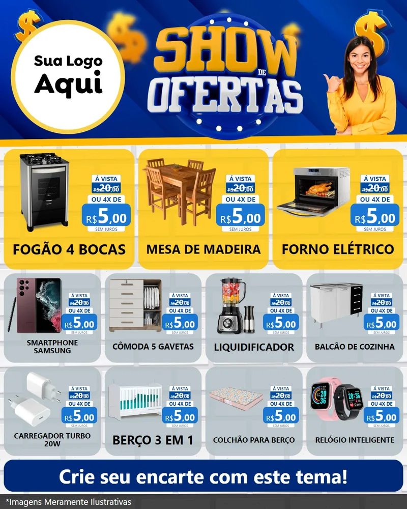 Modelo de Rede Social para Feed Instagram com o tema Show de Ofertas para Móveis e Eletro