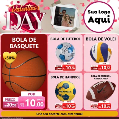 Modelo de Rede Social para Feed Facebook com o tema Valentine's Day para Artigos Esportivos