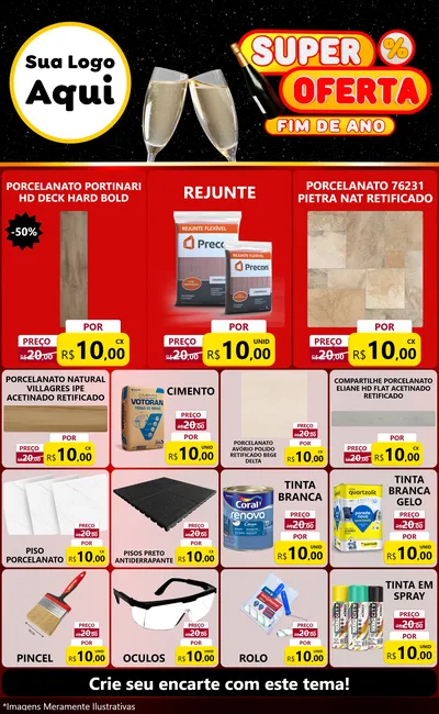 Modelo de Encarte para Encarte Grande com o tema Super Oferta Fim de Ano para Pisos e revestimentos