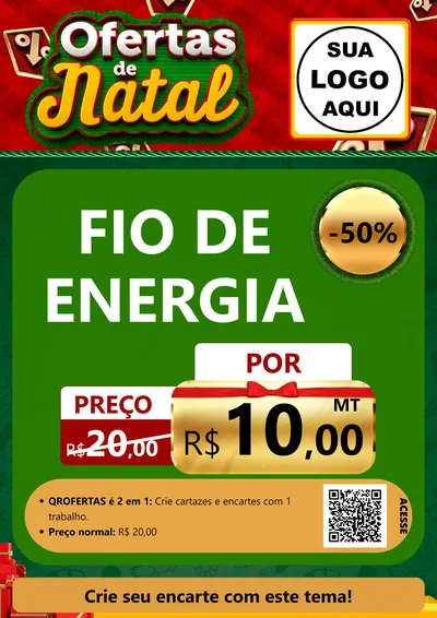 Modelo de Cartaz para Cartaz A4 Vertical com o tema Ofertas de Natal para Materiais Elétricos