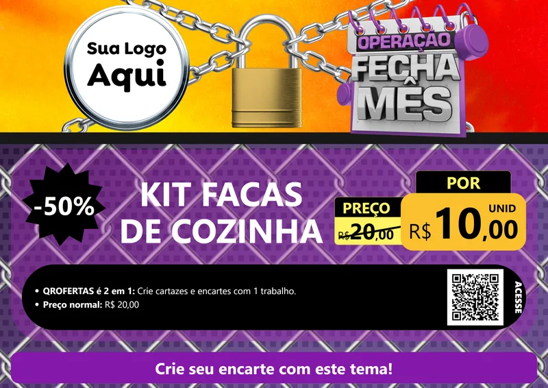 Modelo de Cartaz para Cartaz A4 Horizontal com o tema Operação Fecha Mês para Utilidades Domésticas