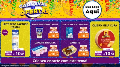 Modelo de TV para TV Horizontal com o tema Carnaval de Ofertas para Frios e Laticínios
