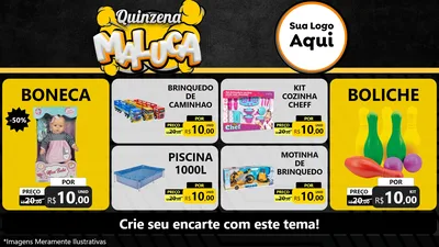 Modelo de TV para TV Horizontal com o tema Quinzena Maluca para Brinquedos