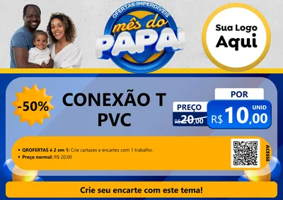 Modelo de Cartaz para Cartaz A4 Horizontal com o tema Ofertas Imperdíveis Mês Do Papai para Tubos e conexões
