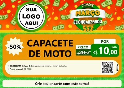 Modelo de Cartaz para Cartaz A4 Horizontal com o tema Comece Março Economizando para Moto peças