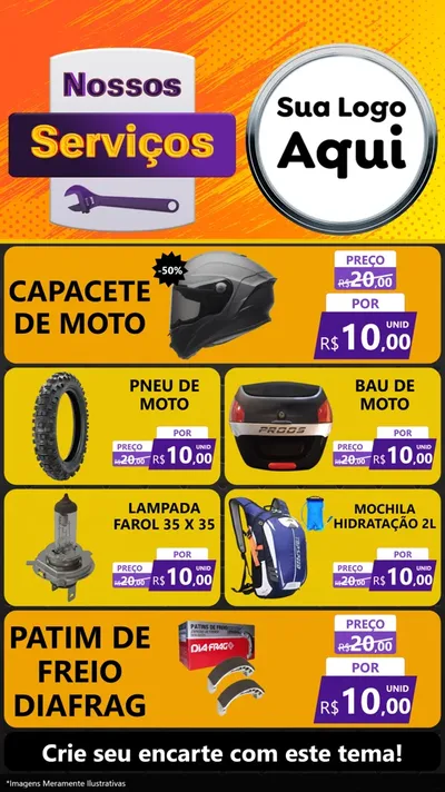 Modelo de TV para TV Vertical com o tema Nossos Serviços para Moto peças