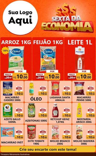 Modelo de Encarte para Encarte Grande com o tema Sexta da Economia para Supermercado