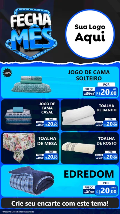 Modelo de TV para TV Vertical com o tema Fecha Mês para Cama, Mesa e Banho
