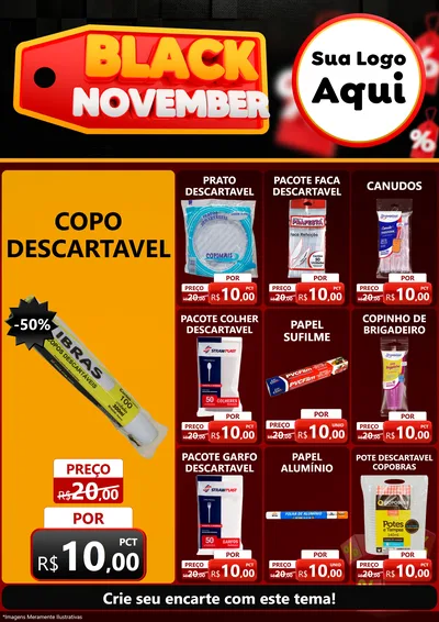 Modelo de Encarte para Encarte A4 Vertical com o tema Black November para Embalagens