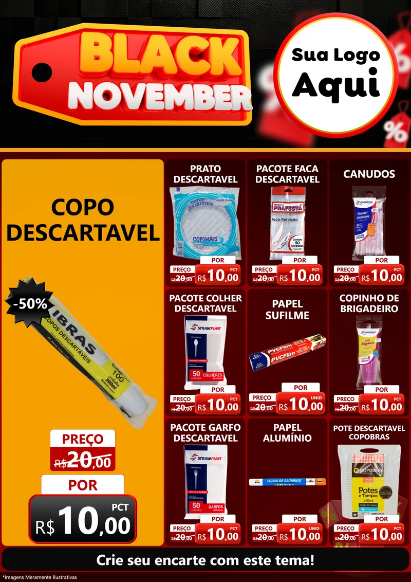 Modelo de Encarte para Encarte A4 Vertical com o tema Black November para Embalagens
