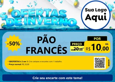 Modelo de Cartaz para Cartaz A4 Horizontal com o tema Ofertas de Inverno para Padaria