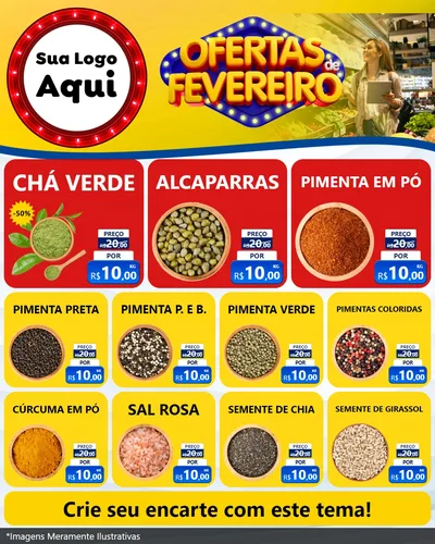 Modelo de Rede Social para Feed Instagram com o tema Ofertas de Fevereiro para Produtos Naturais