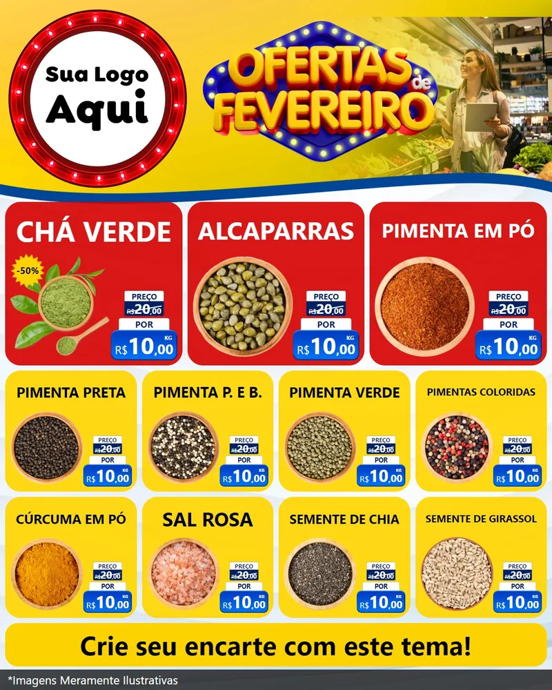 Modelo de Rede Social para Feed Instagram com o tema Ofertas de Fevereiro para Produtos Naturais