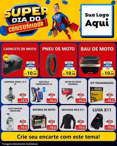 Modelo de Rede Social para Feed Instagram com o tema Super Dia do Consumidor para Moto peças