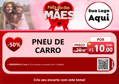 Modelo de Cartaz para Cartaz A4 Horizontal com o tema Feliz Dia Das Mães para Auto peças