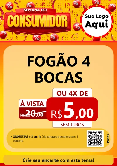 Modelo de Cartaz para Cartaz A4 Vertical com o tema Semana do Consumidor para Móveis e Eletro