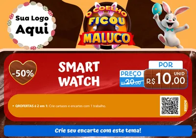 Modelo de Cartaz para Cartaz A4 Horizontal com o tema O Coelho Ficou Maluco - Páscoa para Informática