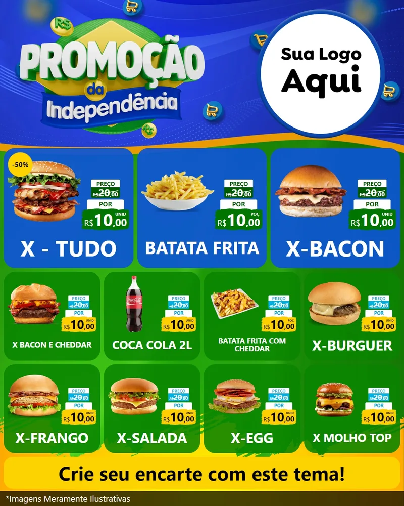 Modelo de Rede Social para Feed Instagram com o tema Promoção da Independência para Hamburgueria